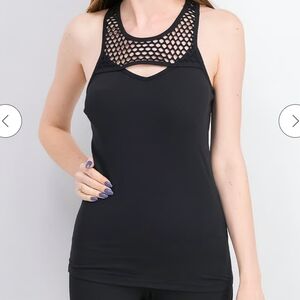 Yogalicious Small Black Mesh Racerback Tank Top